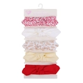 5-pack baby headbands set with bow knots in red plaid, white, and yellow colors - Bright Red Plaid Pattern (DP158-7)