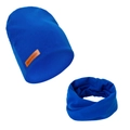 Infant winter knit hat and scarf set in bright blue with leather handmade label - Blue (DP143-12)