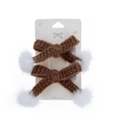 Barrettes à cheveux en coton au crochet marron avec pompons blancs pour filles - Marron Foncé (PP213-8)