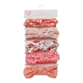 5-piece baby headband set with pink patterns on card display for 0+ months infants - Orange Pink Heart Flamingo (DP158-9)