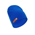Royal blue knitted baby hat with handmade leather patch for windproof thermal protection - Royal Blue (SS140-12)
