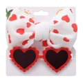 Ensemble lunettes de soleil coeur et bandeau nœud à motifs cœurs rouges pour enfant - Imprimé Coeur / Rouge