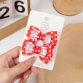 Pair of red polka dot and baseball pattern ribbon bow clips for kids and baby fans - Red Baseball Style (PP219-3)