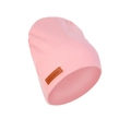 Pink cashmere-like baby knit beanie featuring a brown leather handmade tag - Light Pink (SS140-14)
