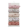 Pack de 5 diademas para bebé con lazos dulces en rosa beige y estampados de flores - Pequeño Patrón Floral Rojo Ladrillo (DP158-11)