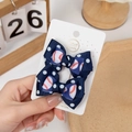 Navy blue baseball pattern hair bows set with white polka dots for sports fans - Navy Blue Baseball Style (PP219-4)