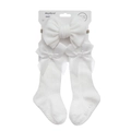 Set neonato in maglia a coste con fascia per capelli con fiocco bianco e calzini coordinati - Bianco