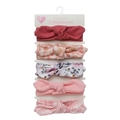 Five-piece baby headband set with sweet floral patterns and soft elastic bow designs - Dark Red Rose Floral (DP158-12)
