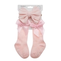 Set fascia e calzini alti rosa per neonato con fiocchi decorativi e suola antiscivolo - Rosa