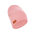 Pink double-layer knit baby beanie with handmade leather label for warmth - Pink (SS140-31)