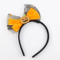 Cerchietto di Halloween con fiocco in velluto arancione, tulle nero e zucca glitterata - Stile Fiocco in Rete Zucca Velluto Arancione di Halloween