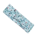 Hellblaues Baby Stirnband mit Blumenmuster und Hasenohrenknoten aus Rippstrickstoff - Hellblaues Blumenmuster Stil (KK191-2)