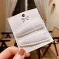 Two-piece white lace BB hair clips with bunny embroidery on white display card - White Floral (PP174-64)