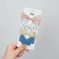 Lot de quatre barrettes à cheveux avec nœuds à fleurs, pois, dentelle et style denim - Style Floral Pois et Denim (DP174-3)