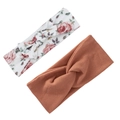 2er Set Baby Stirnbänder mit Blumen Schleife und geripptem Ziegelrot Knoten Design - Ziegelrot (DP182-31)