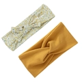 2er-Pack Baby-Stirnbänder mit gelbem Blumenmuster-Schleife und geripptem Strickknoten - Ingwergelb (DP182-43)