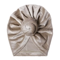 Turbante in velluto per neonato in oro kaki con design a nodo decorativo sopra - Stile Nodo a Palla Cachi (SS62-4) / Cachi (SS62-4)