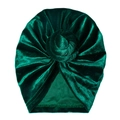 Dunkelgrüne Baby-Turban-Mütze aus Gold-Samt mit modischem Knotendetail für Kleinkinder - Tintengrün (SS62-17)
