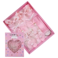 Coffret cadeau 10 pièces de pinces à cheveux roses avec nœuds en mousseline pour filles - Dp179-14