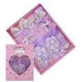 Coffret cadeau de barrettes à cheveux à fleurs et nœuds en mousseline pour filles - Violet (DP179-24)