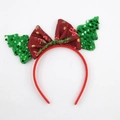 Cerchietto natalizio con fiocco rosso e decorazioni di alberi con paillettes - Stile Albero Verde con Fiocco Rosso di Natale