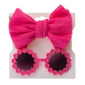 Kinder Sonnenbrille mit Blumen und Stirnband Set in Rosarot für süße Babys - Rosarot