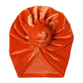 Baby Samtturban mit Knotendesign in hellem Orange für herbstliche Wärme im Winter - Orange (SS62-27)