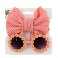 Ensemble 2 pièces lunettes soleil marguerite orange et bandeau dentelle rose enfant - Rouge Pastèque
