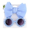 Ensemble lunettes de soleil marguerite et bandeau à nœud bleu clair pour enfant - Bleu clair