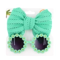 Ensemble lunettes de soleil marguerite vert menthe et bandeau nœud en dentelle - Vert menthe