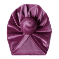 Dunkelvioletter Baby-Turban aus Samt mit modischem Knotendesign für warme Kinder - Hellviolett (SS62-34)