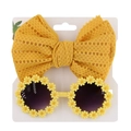 Kids daisy sunglasses and yellow lace bow headband set for cute baby accessories - Turmeric
