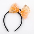 Cerchietto per Halloween con grande fiocco in rete arancione e motivi a ragnatela dorata - Stile Grande Fiocco Ragnatela Arancione di Halloween