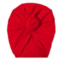 Red cotton baby turban with donut knot design, soft elastic infant headwrap for girls - Red (SS21-20)