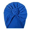 Royal blue twisted knot cotton turban hat for infants with soft knit texture - Royal Blue (SS21-21)