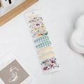 10-piece floral and plaid fabric teardrop hair clips set for girls on display card - Pastoral Floral Gingham Hollow Style (DP173-9)