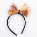 Cerchietto di Halloween con grande fiocco in rete arancione e viola e motivo a ragnatela - Stile Fiocco in Velluto Viola Ragnatela Arancione di Halloween