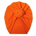 Vibrant orange cotton baby turban hat with a stylish donut knot design and soft texture - Orange (SS21-29)