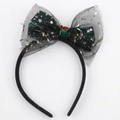 Cerchietto Halloween con fiocco in velluto verde scuro e tulle stellato argento su nero - Stile Fiocco in Rete Luna Stella Velluto Verde Scuro di Natale