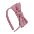 Cerchietto elegante rosa antico per bambina con grande fiocco e trama in cotone a righe - Rosa Antico (JJ103-16)