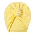 Solid yellow baby turban hat with a stylish donut knot made of soft cotton knit fabric - Yellow (SS21-30)