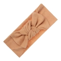 Infant organic cotton headband with large bow in soft apricot hollow knit fabric - Apricot (KK203-5)