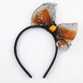 Cerchietto per Halloween con fiocco arancione e nero e paillettes a stella - Stile Fiocco con Paillettes Luna Stella Arancione Nero di Halloween