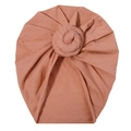 Peach pink soft cotton baby turban hat with a stylish donut knot and ribbed texture - Peach (SS21-31)