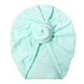 Soft mint green baby turban hat with a twisted knot design made of cotton fabric - Light Mint Green (SS21-37)
