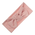 Pink organic cotton baby headband with decorative bow and breathable pointelle knit texture - Light Pink (KK203-14)