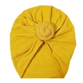Bright yellow soft cotton baby turban hat with a stylish donut knot for newborns - Bright Yellow (SS21-43)