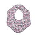 Baby petal bib in cream white with pink floral patterns and adjustable snap buttons - Beige Pink Green Floral (WW75-1)