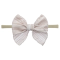 Diadema elástica para bebé con un lazo de algodón a rayas beige y rosa claro - Rosa Rayado (EE143-2)