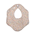 Retro floral baby bib with orange and yellow prints and double snap closure - Orange Yellow Blue Floral (WW75-2)